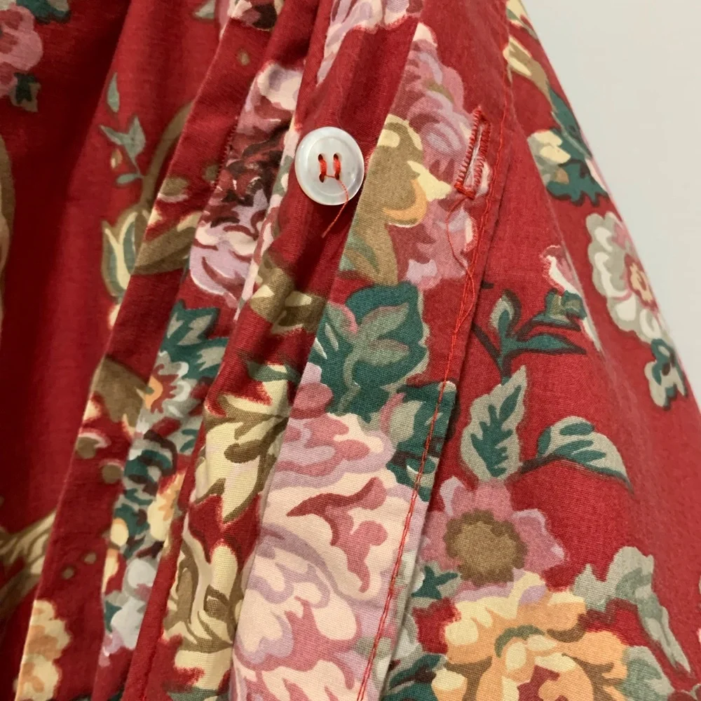 Vintage Ralph Lauren red floral scrolls twin duvet cover